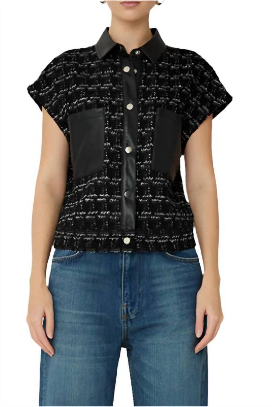 NEW JS71 tyson tweed vest in black/silver